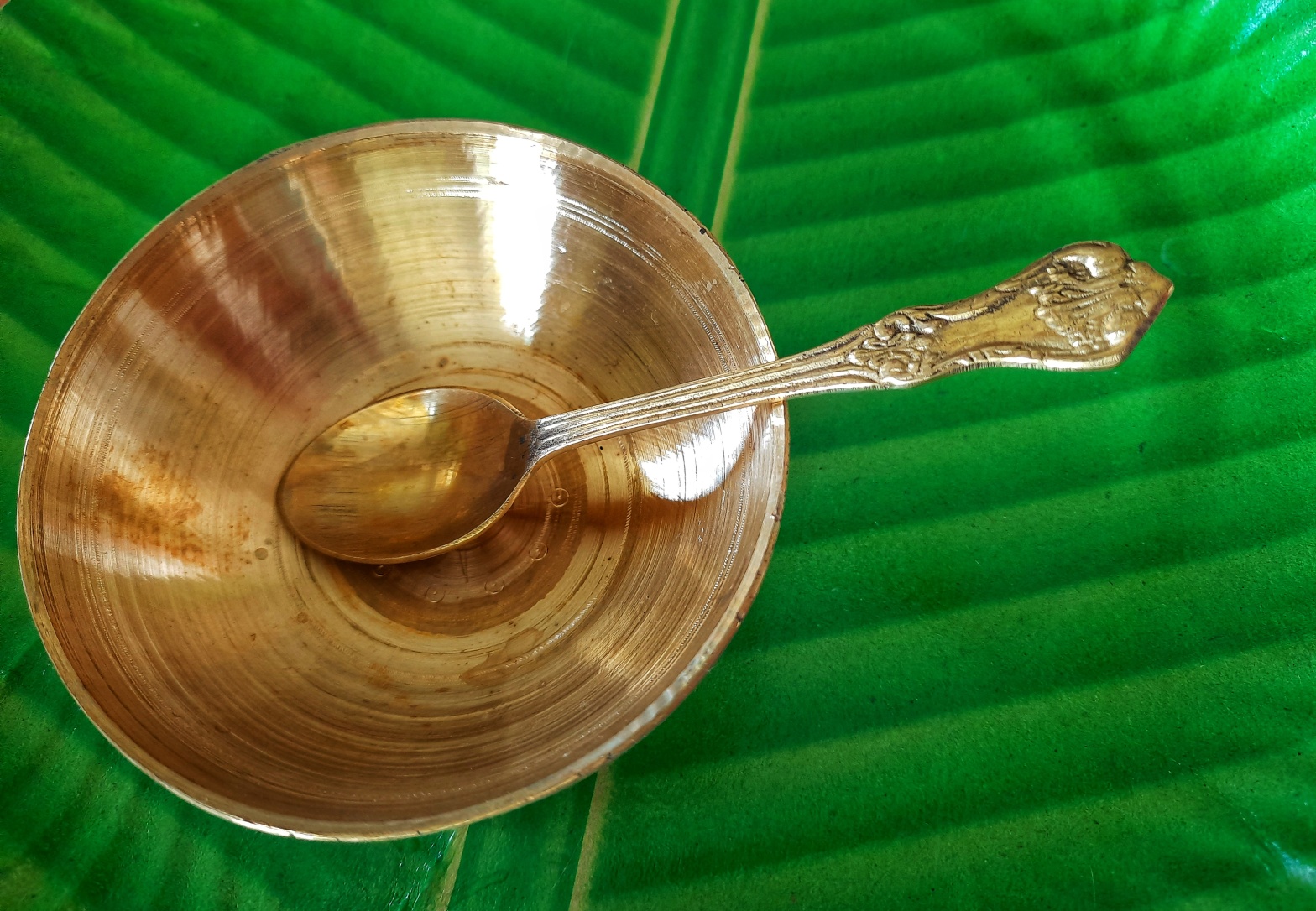 Bell metal bowl and spoon